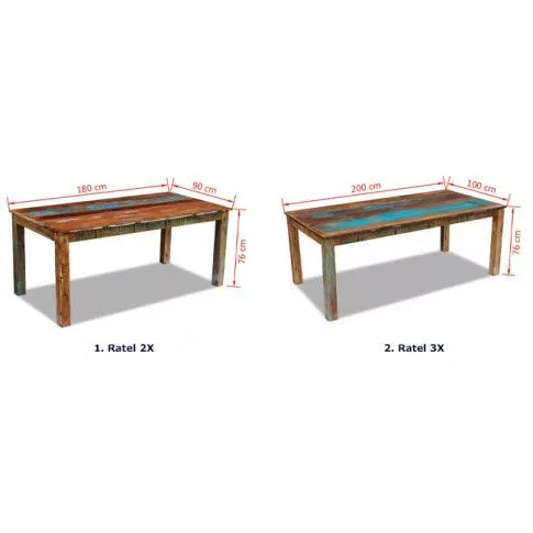 Szczegółowe zdjęcie nr 4 produktu Wielokolorowy stół z drewna odzyskanego – Ratel 3X