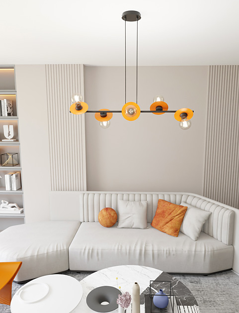 Czarno-pomarańczowa lampa wisząca W175-Lunari