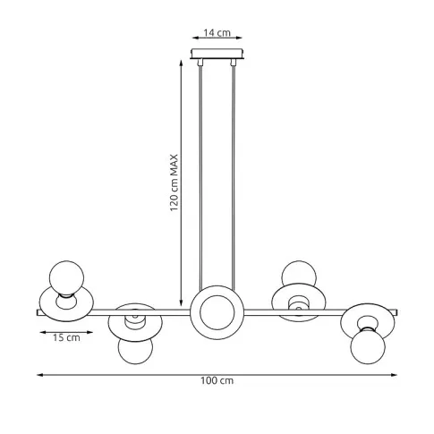 Wymiary lampy wiszacej D159-Bomesa