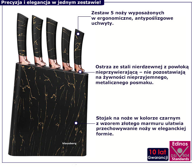Zestaw czarbych noży w stojaku Murowis 4X