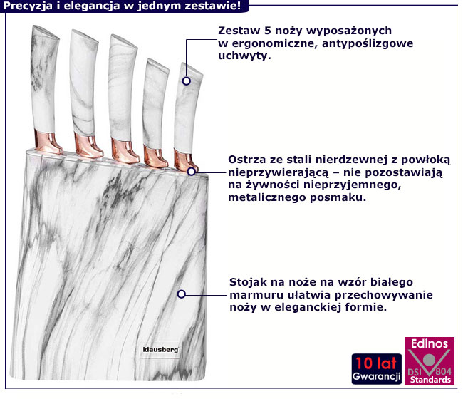 Zestaw białych noży w stojaku Ibero 4X