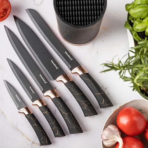 Prezentacja 5 noży Murowis 5X kolor czarny marmur