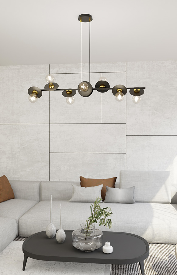 Czarno-pomarańczowa lampa wisząca O871-Lunari