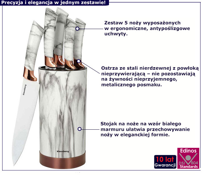 Zestaw białych noży w stojaku Ibero 5X