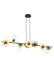 Nowoczesna lampa wisząca czarny + drewno  - D160-Bomesa w sklepie Edinos.pl
