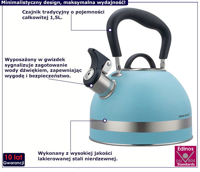Niebieski czajnik Foka 3X