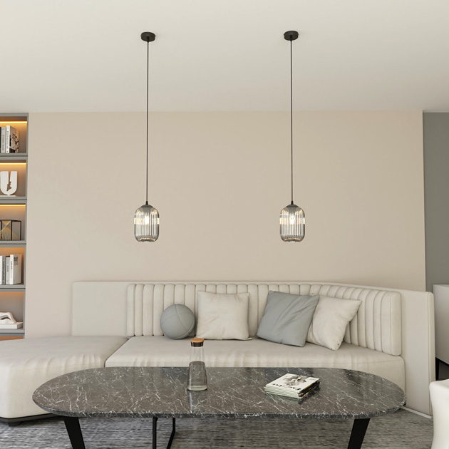 Czarna wisząca lampa E784-Nario
