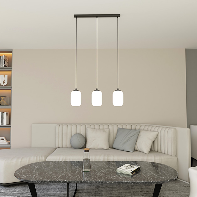 Czarna wisząca lampa F959-Nario opal