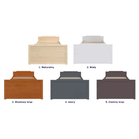 Szczegółowe zdjęcie nr 10 produktu Szare pojedyncze łóżko z szufladami sosnowe 90x200 - Kamos