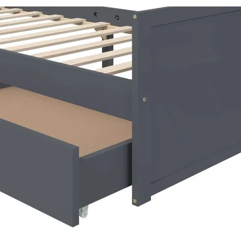 Szczegółowe zdjęcie nr 8 produktu Szare pojedyncze łóżko z szufladami sosnowe 90x200 - Kamos