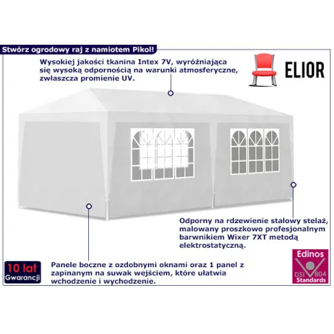 Fotografia Biały namiot ogrodowy z zamkiem - Poniwa z kategorii Zadaszenia ogrodowe