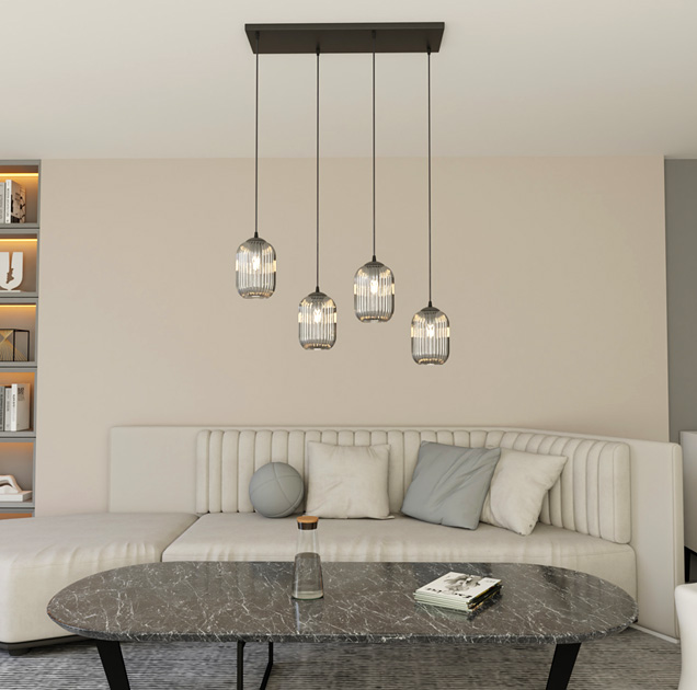 Wizualizacja wnętrza z lampą wiszącą D164-Dixo