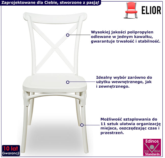 Białe krzesło Lugixo