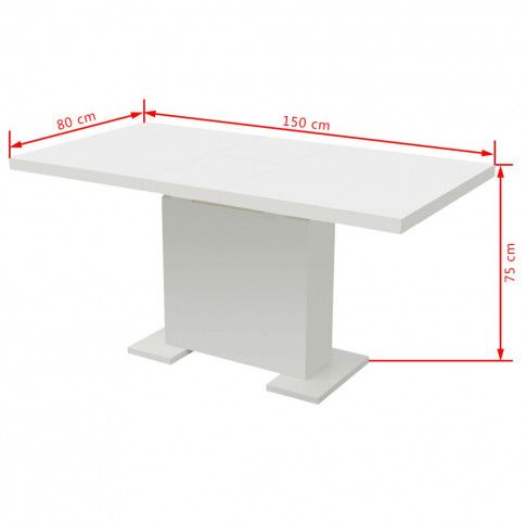Wymiary szczegółowe stołu rozłożonego Kangos