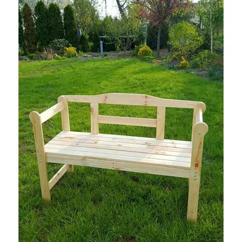 Zdjęcie mała ławka ogrodowa drewniana z oparciem Cucio - Edinos.pl