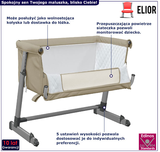 Dostawka do łóżka Darli taupe