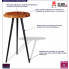 Okrągły industrialny stolik plastry drewna Matel 2X ukazany na infografice