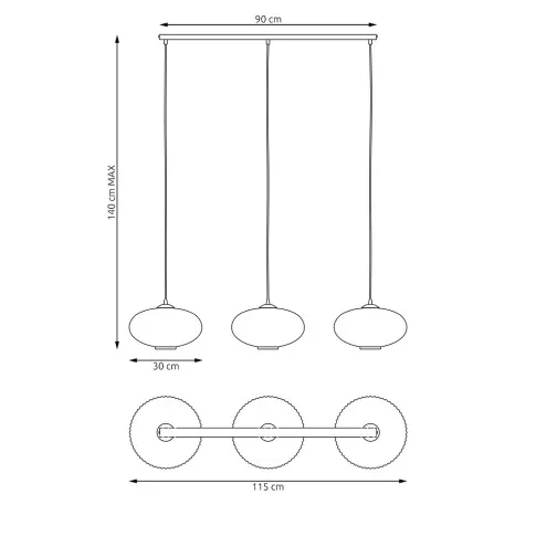 Wymiary lampy wiszącej D172-Erox