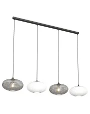 Loftowa lampa wisząca ze szklanymi kloszami grafit + opal - D174-Erox w sklepie Edinos.pl