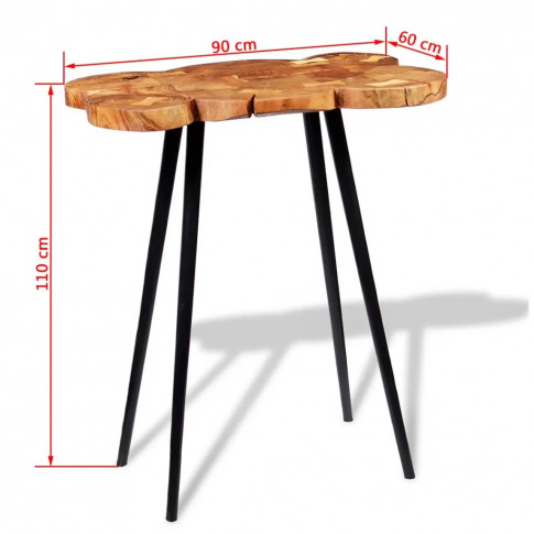 Szczegółowe wymiary stolika Matel 3X z drewna bukowego 
