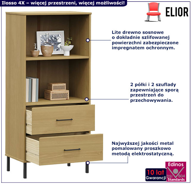 Brązowy regał Daxa 4X