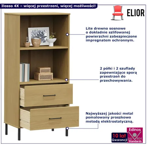 Sosnowy regał Ilosso 4X kolor brązowy