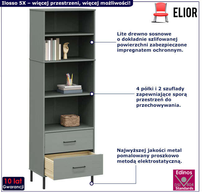 Szary regał Daxa 5X