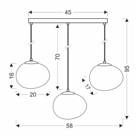 Wymiary lampy wiszącej D207-Flavox