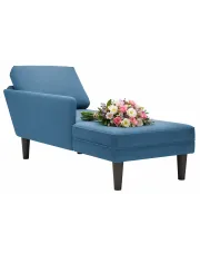 Niebieski aksamitny szezlong z poduszką - Frik w sklepie Edinos.pl