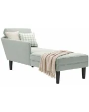 Aksamitny jasnoszary szezlong z poduszką - Frik w sklepie Edinos.pl