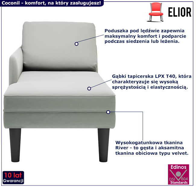 Jasnoszara leżanka Frik