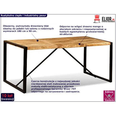 Zdjęcie industrialny stół Antors 2M - mango | Edinos.pl