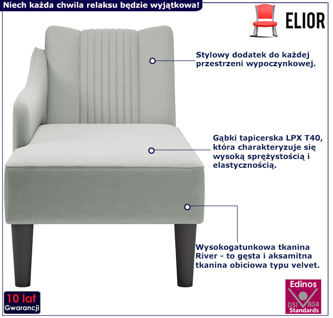 Jasnoszara leżanka Filus