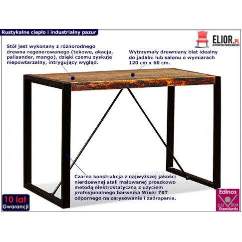 Zdjęcie industrialny wielobarwny stół Elinor 3R - sklep Edinos.pl