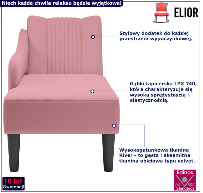 Różowa leżanka Filus