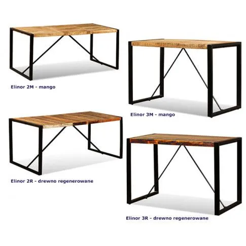 Szczegółowe zdjęcie nr 6 produktu Industrialny stół Antors 2R 180 cm - drewno regenerowane