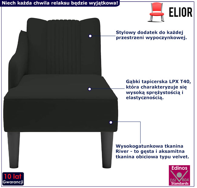 Czarna leżanka Filus