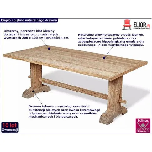 Zdjęcie masywny rustykalny stół Elsa - teak | Edinos.pl
