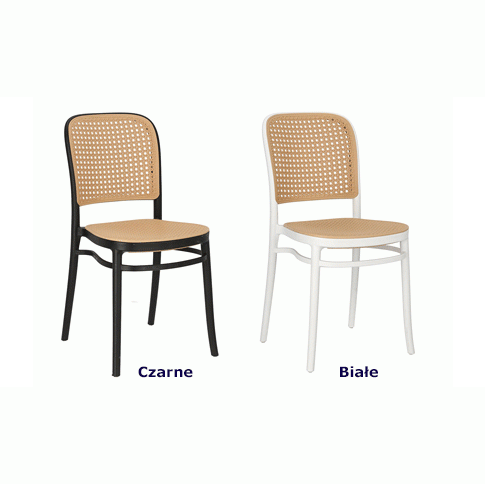 Szczegółowe zdjęcie nr 4 produktu Białe krzesło rattanowe do kuchni i jadalni - Aldeo