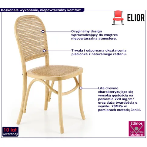 Fotografia Rattanowe krzesło do jadalni boho - Riwale z kategorii Krzesła do jadalni