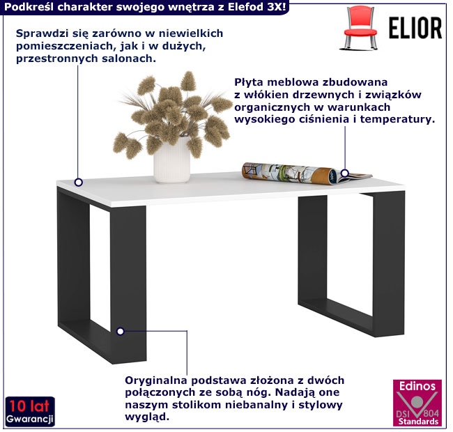 Stolik kawowy Ostin 3X czarny+biały