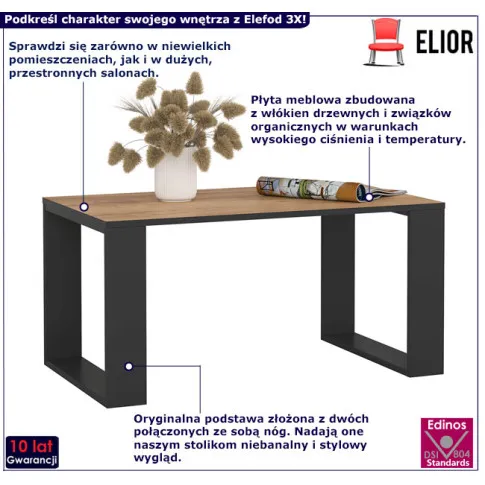 Mała ława Elefod 3X kolor czarny+dąb craft