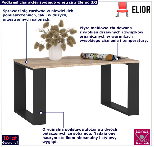 Stolik kawowy Ostin 3X czarny+dąb sonoma