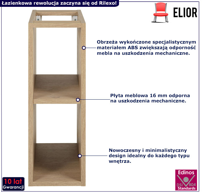 Wąska szafka łazienkowa Bruno 3X jasny dąb