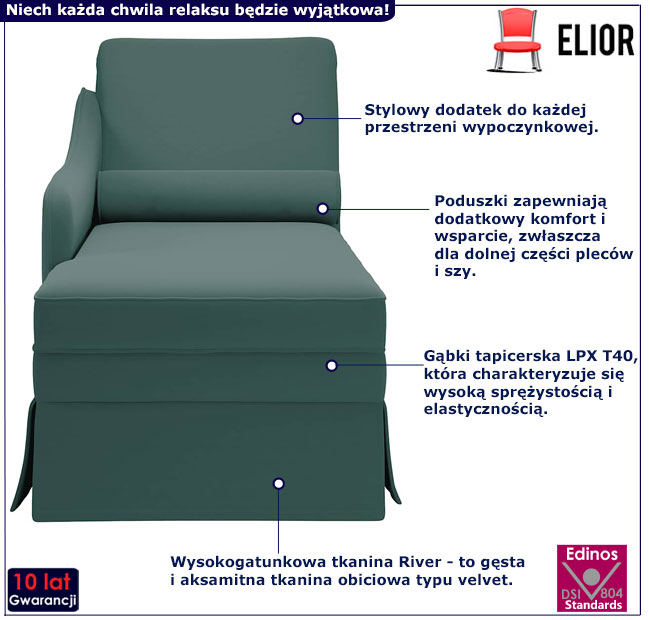 Zielona leżanka Lipsod