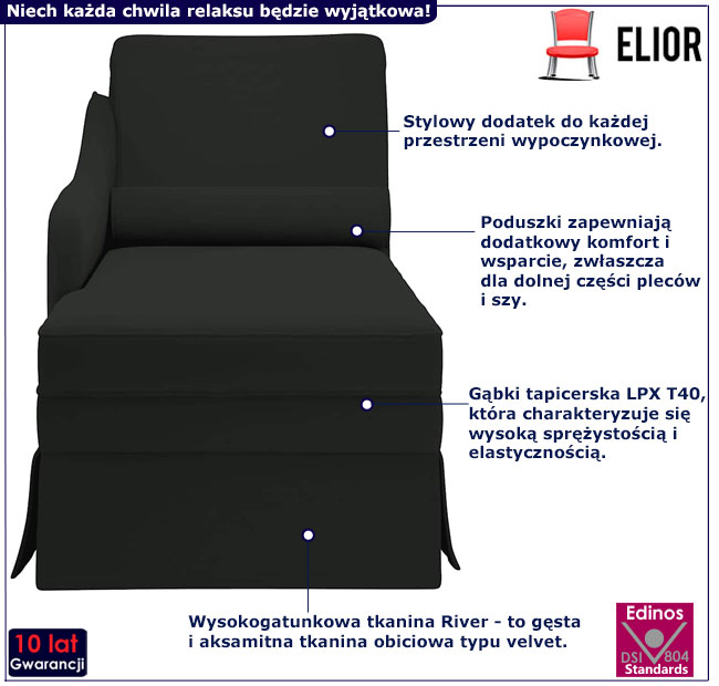 Czarna leżanka Mollie