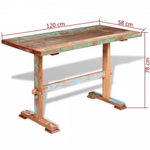 Szczegółowe wymiary stołu z drewna odzyskanego Tracy