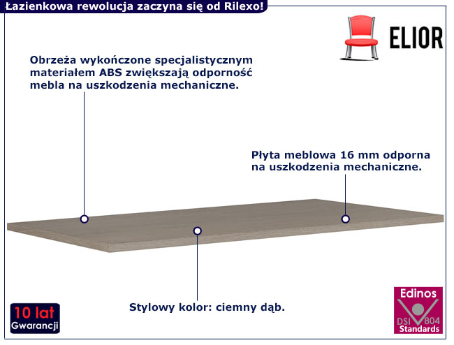 Blat łazienkowy Genewa 4X ciemny dąb