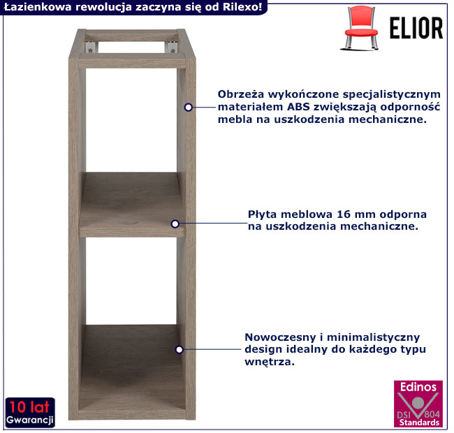 Wąska szafka łazienkowa Rilexo 3X ciemny dąb