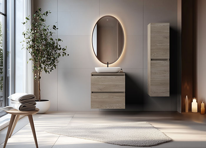 Prezentacja słupka do łązienki Bruno 13X ciemny dąb